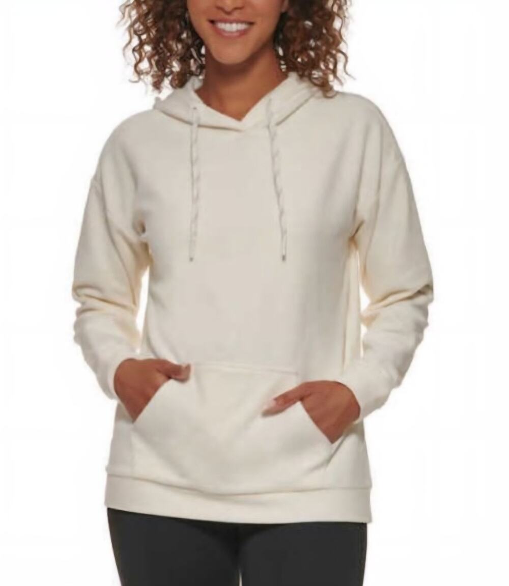 Marc New York Andrew Marc Women's Size 2X Ivory Soft, Cozy Ribbed Hoodie 1553145